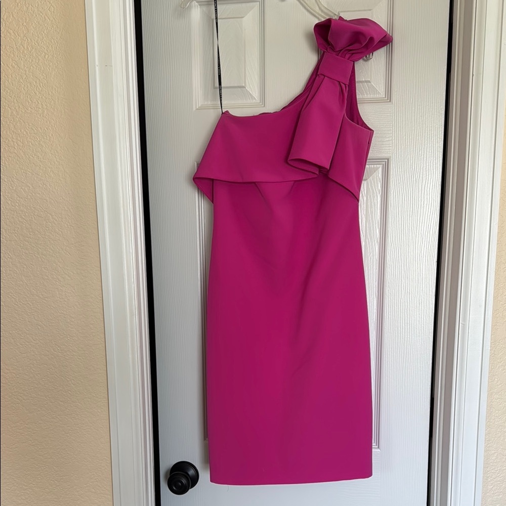 Vince Camuto Pink Asymmetrical Bow Cocktail Dress